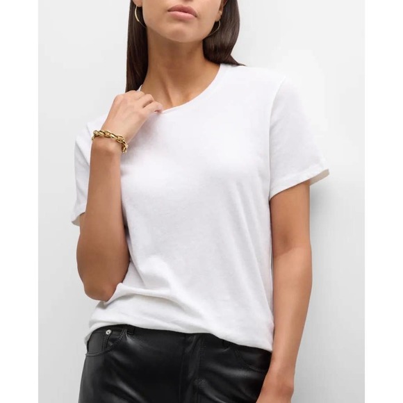 ENZA COSTA Cashmere Loose Short Sleeve Womens XS Off White Tee Shirt T-Shirt NEW - Picture 1 of 15